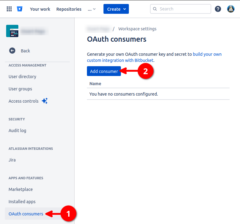 Bitbucket - Create OAuth Client Credentials