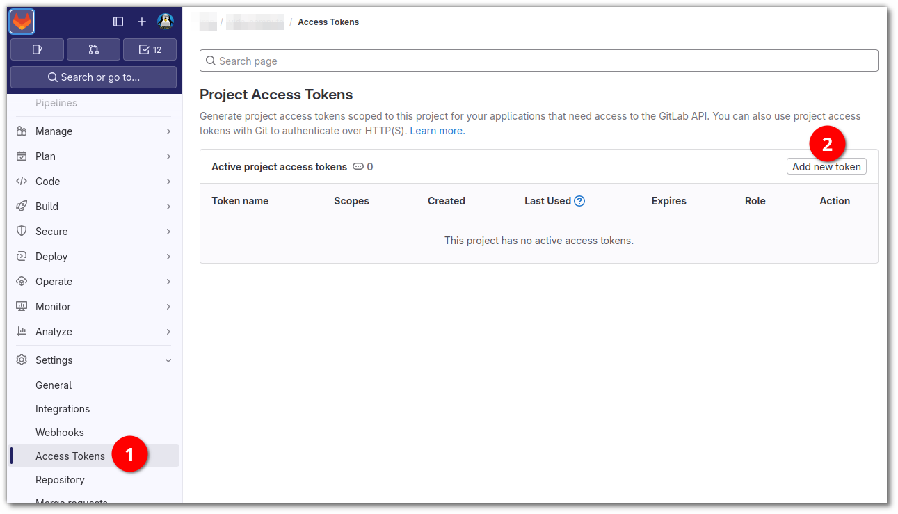 Gitlab access token