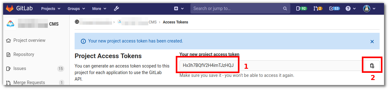 Gitlab Project Access Token Example