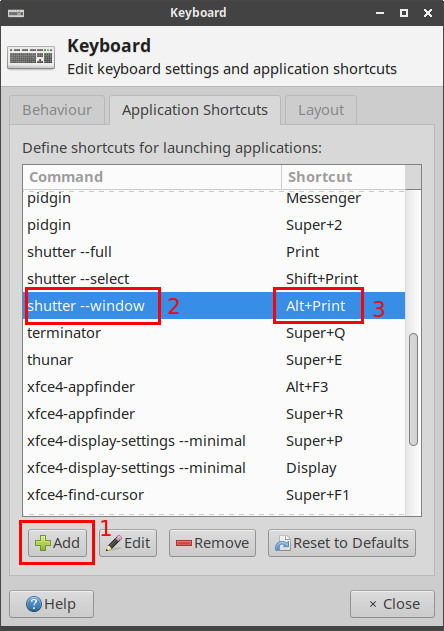 keyboard shortcut for settings